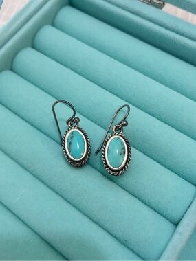Barse 925 Turquoise Oval Ornate Earrings